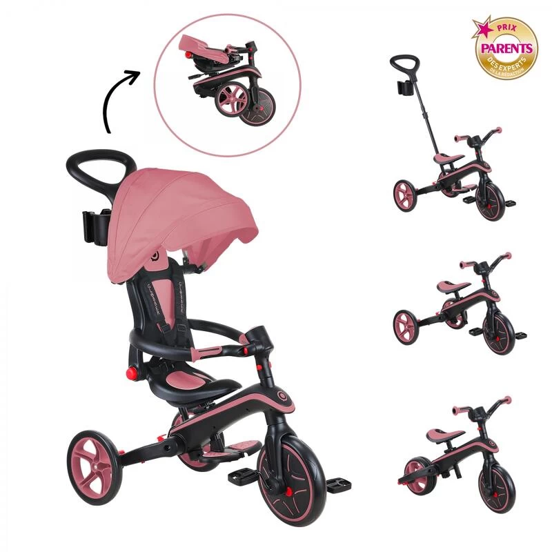 GLOBBER Tricycle EXPLORER 4-en-1 Évolutif & Pliable Rose Pastel – Image 4