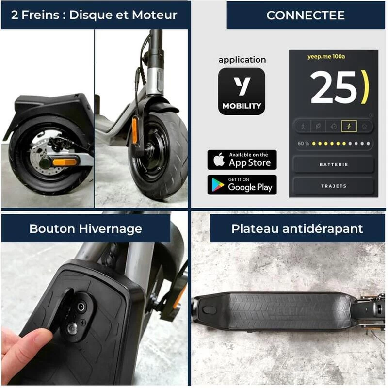Trottinette électrique YEEP.ME 100a Sport - 10'' 750W 55km - Garantie 5 Ans – Image 3